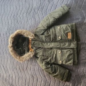 Olive Green Parka w Fur Hood